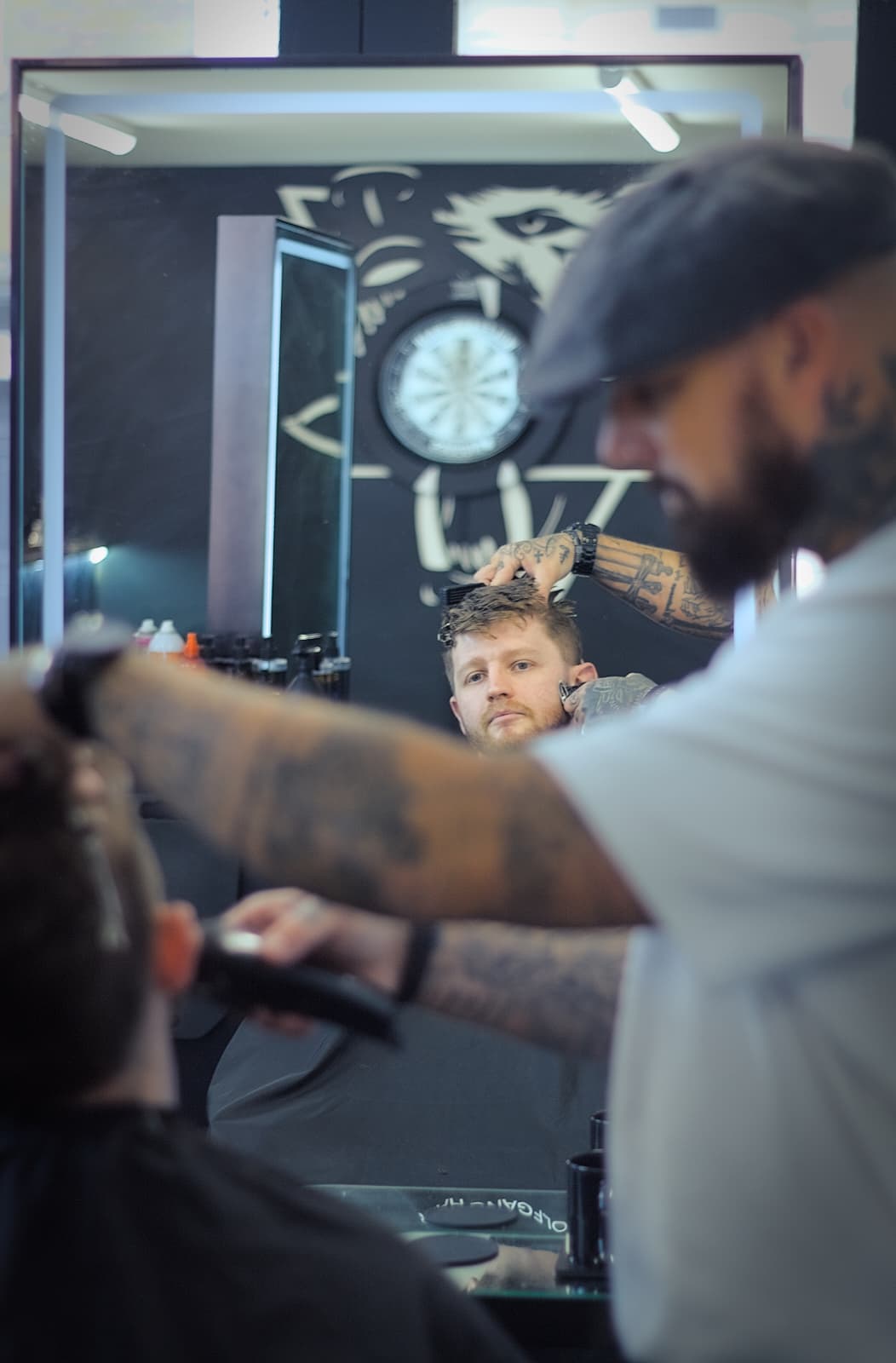 Detailed beard line-up at Wolfgang Hair barbershop, Leicester